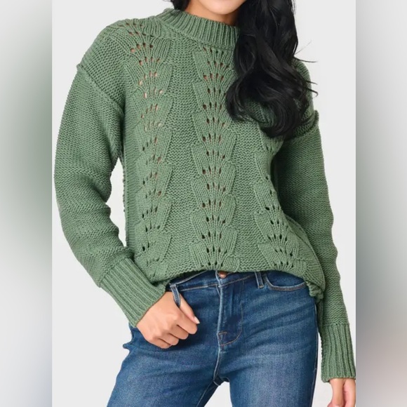 Gibsonlook sage scallop stitch sweater - Picture 1 of 4